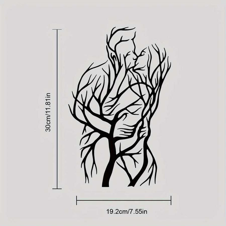 Detailed size chart of Tree of Love Wall Art sculpture, measuring 30cm by 19.2cm, ideal for romantic home or garden wall decor.