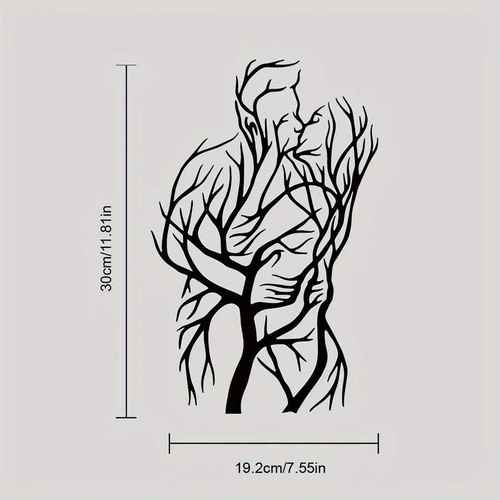 Detailed size chart of Tree of Love Wall Art sculpture, measuring 30cm by 19.2cm, ideal for romantic home or garden wall decor.