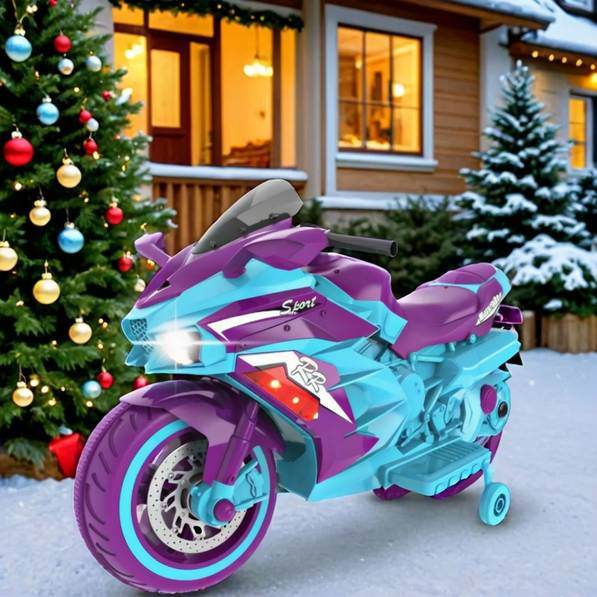 mlnshops 12V Ride On Toy Bike for Kids with Lights