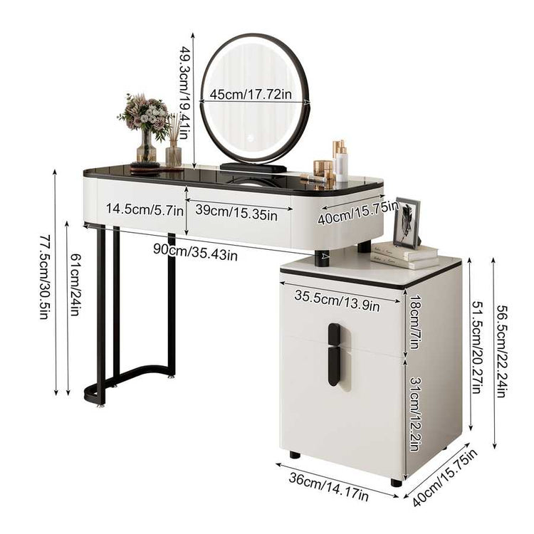 Modern Vanity Table with Storage | Adjustable Height, Multi-functional