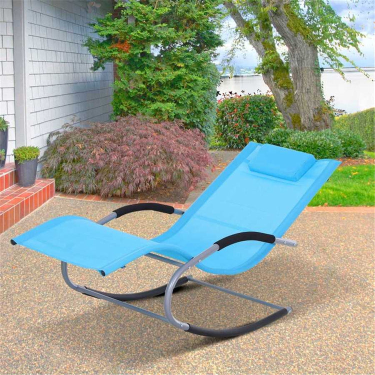 Outdoor lounge chair on patio with weather-resistant fabric