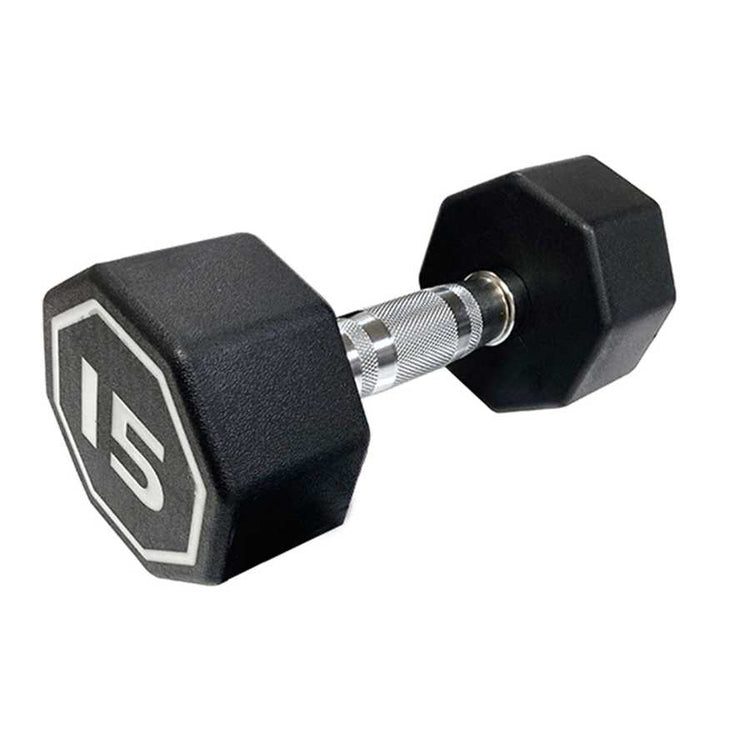 Black hexagonal dumbbell with &