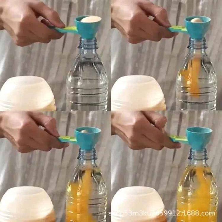 Step-by-step process of using a bottle cap removal tool on a bottle.