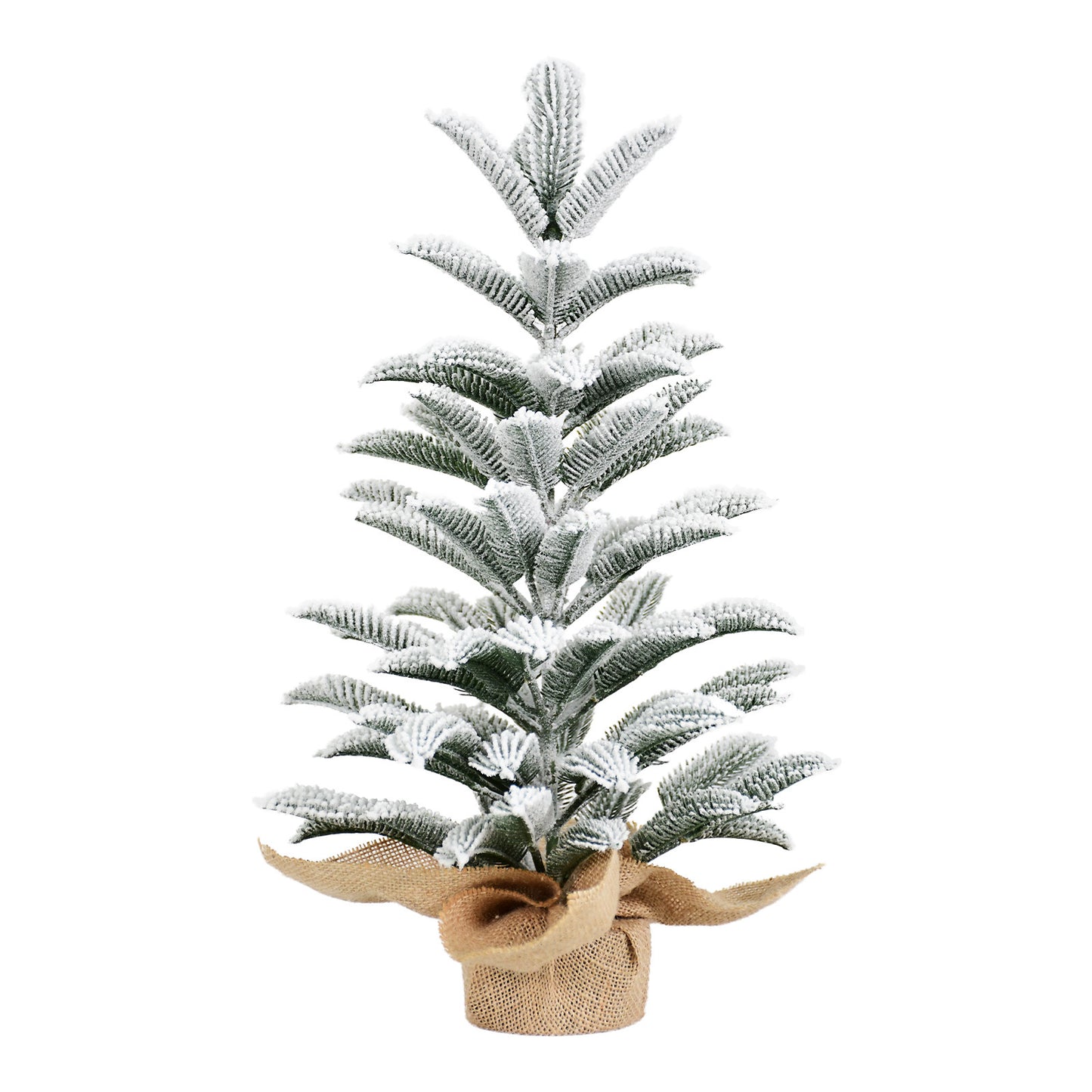 50CM Flocked Tabletop Christmas Tree, Full PE Snowy Mini Tree with 85 Tips, Cement Burlap Base – Small Winter Holiday Decor for Home, Office, Desk or Gifts
