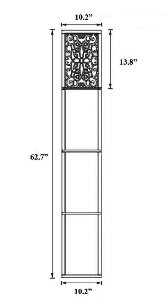 Technical drawing of a rectangular object with dimensions