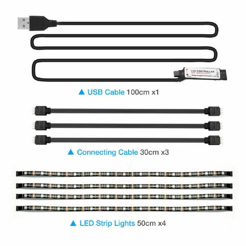 4x50CM USB 5V RGB LED Strip Background light Remote kit for TV Computer Lamp