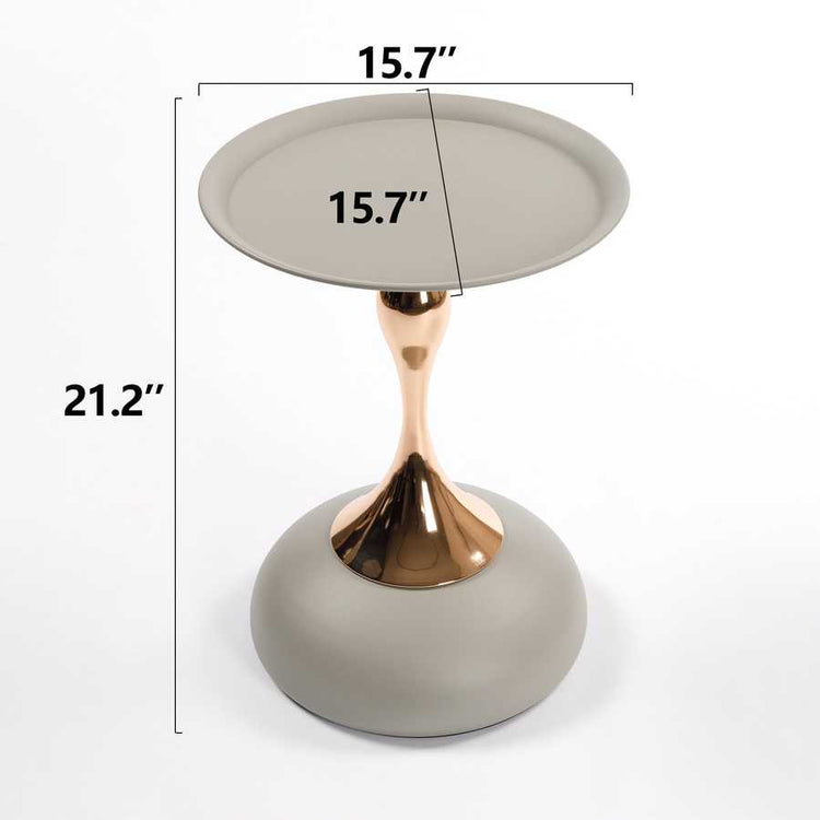 Mermaid Tail Coffee Table dimensions: 15.7-inch diameter and 21.2-inch height, ideal for modern accent and end table use.