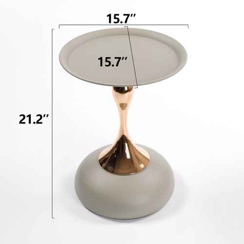 Mermaid Tail Coffee Table dimensions: 15.7-inch diameter and 21.2-inch height, ideal for modern accent and end table use.