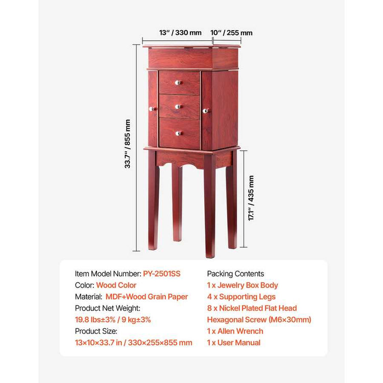 Jewelry Storage Cabinet Armoire | Multi-compartment, large capacity