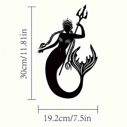 Size chart of Mermaid and Sea King Iron Relief Art showing 30cm height and 19.2cm width, ideal for small wall spaces.