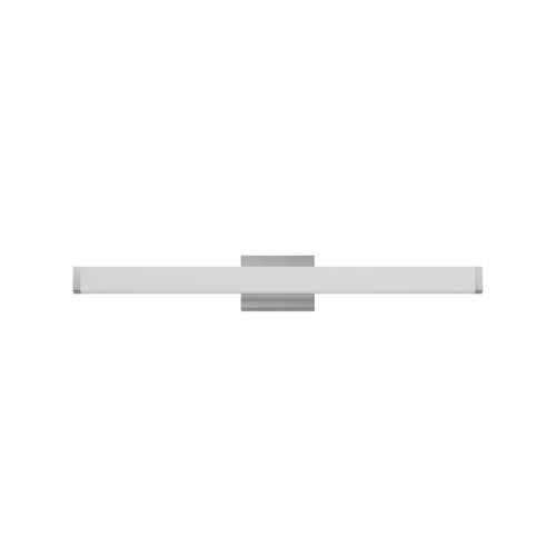 A modern horizontal wall light fixture with a matte white frosted glass shade and a brushed silver metal mounting bracket, shown against a plain white background.