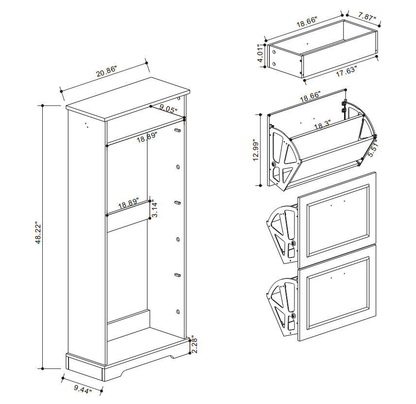 Shoe Storage Cabinet with 1 Drawer, 3 Flip Drawers, Freestanding Shoe Cabinet Organizer with Adjustable Shelf, Shoe Cabinet for Entryway, Foyer, Slim Shoe Cabinet-Antique White