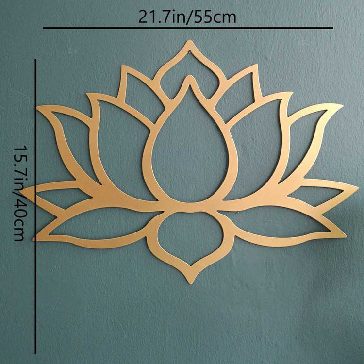 Decorative lotus metal wall art with dimensions for home decor