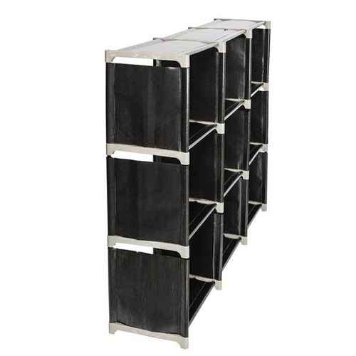 mlnshops 9 Compartments Storage Rack Black Shelf