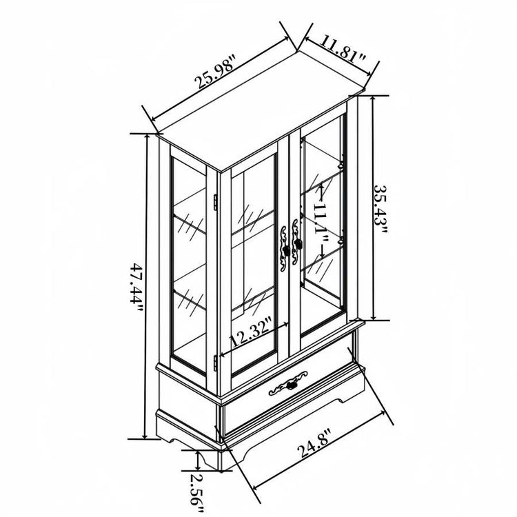 MLNshops black lighted curio cabinet with glass doors