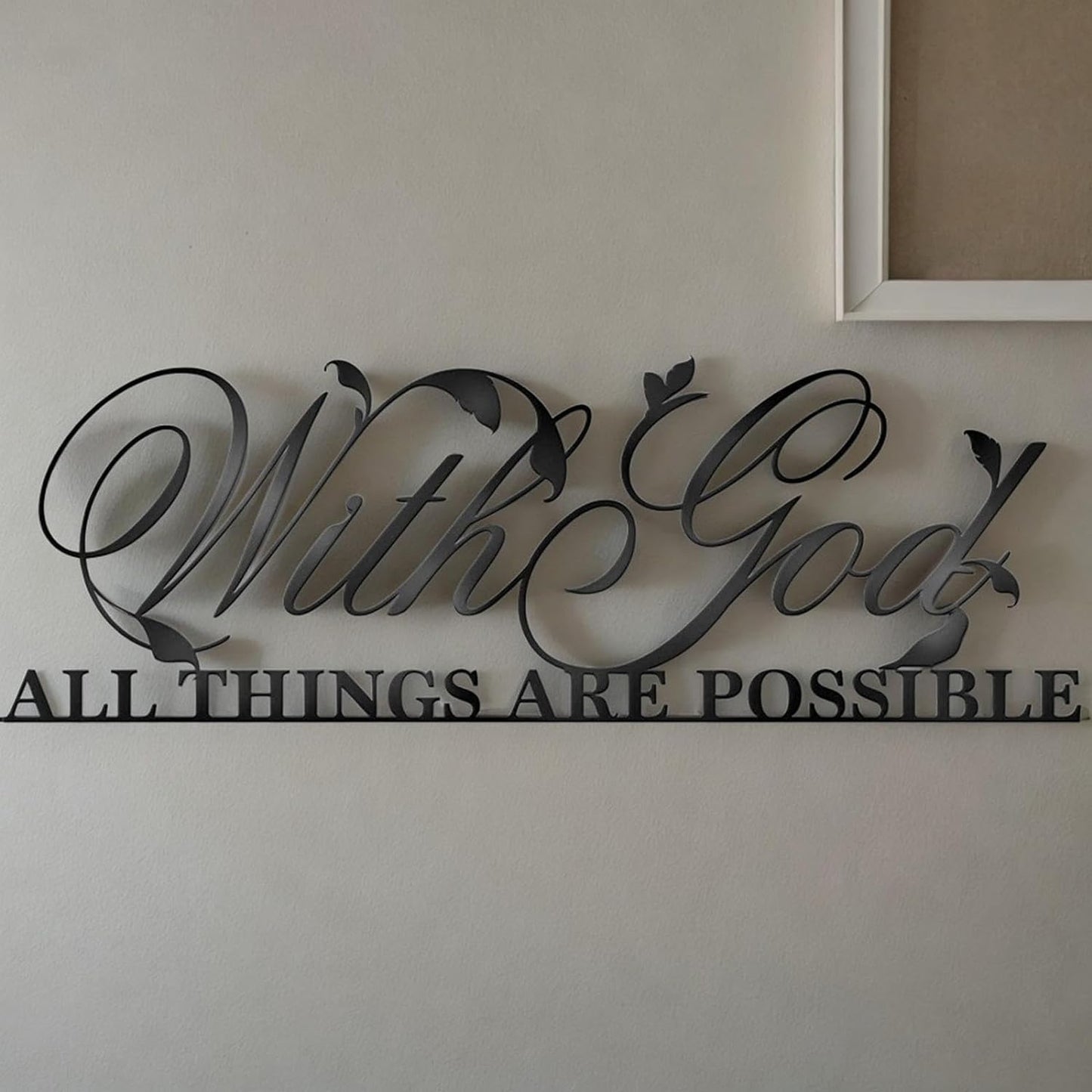 Close-up of Zebra Metal Wall Art - For I Know the Plans I Have for You mounted on a wall, showcasing its elegant black metal finish.