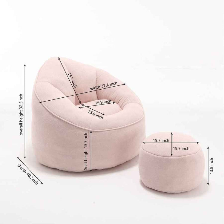 Bedding Bean Bag Sofa Chair High Pressure Foam Bean Bag Chair Adult Material with Padded Foam Padding Compressed Bean Bag With Footrest