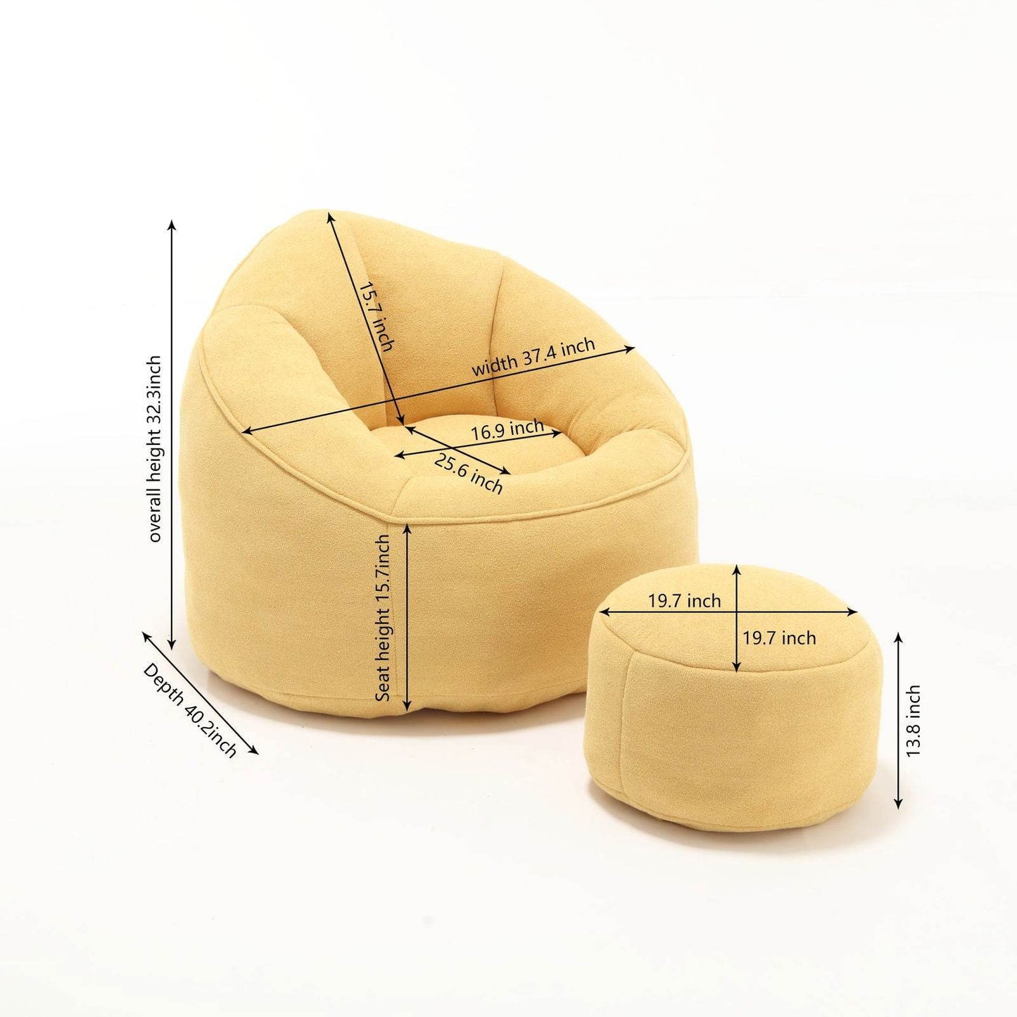 Bedding Bean Bag Sofa Chair High Pressure Foam Bean Bag Chair Adult Material with Padded Foam Padding Compressed Bean Bag With Footrest - MLNshops