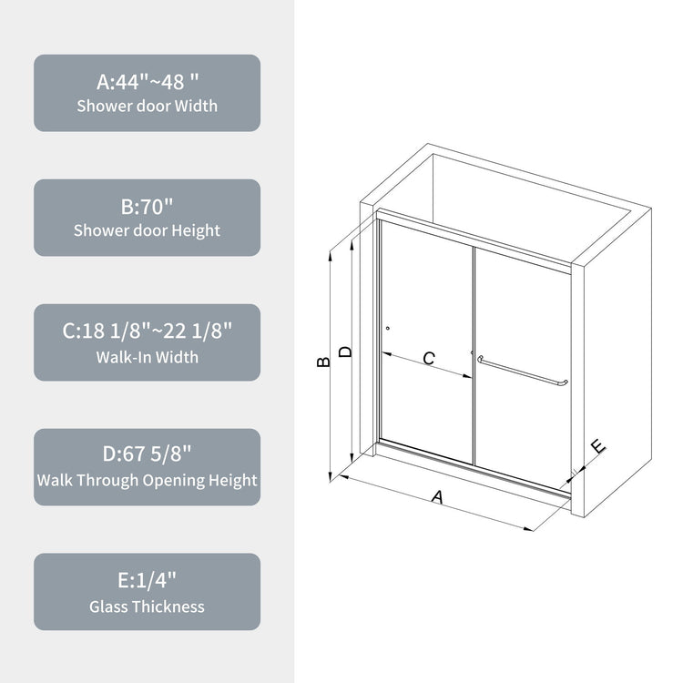 Premium Bypass Shower Door with 1/4" Glass & Chrome Finish