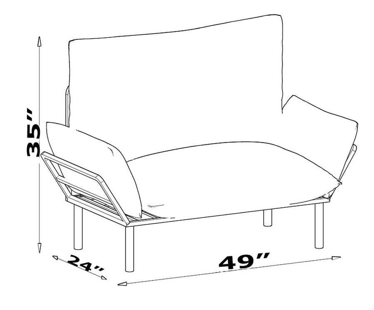 Line drawing of a chair with dimensions labeled
