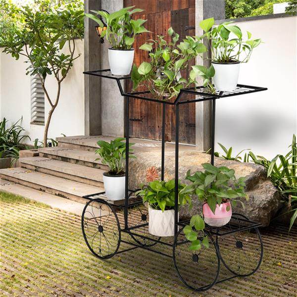 Paint Car Shape 6 Plant Stand Black