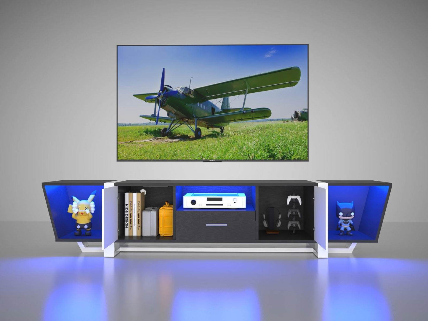 Modern TV Stand with LED & Remote Control Entertainment Bar