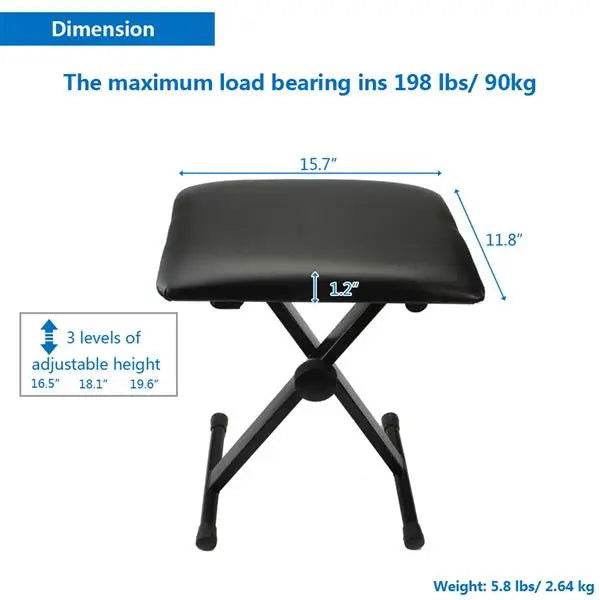 MLNshops Adjustable Piano Bench - Folding Design & Comfort