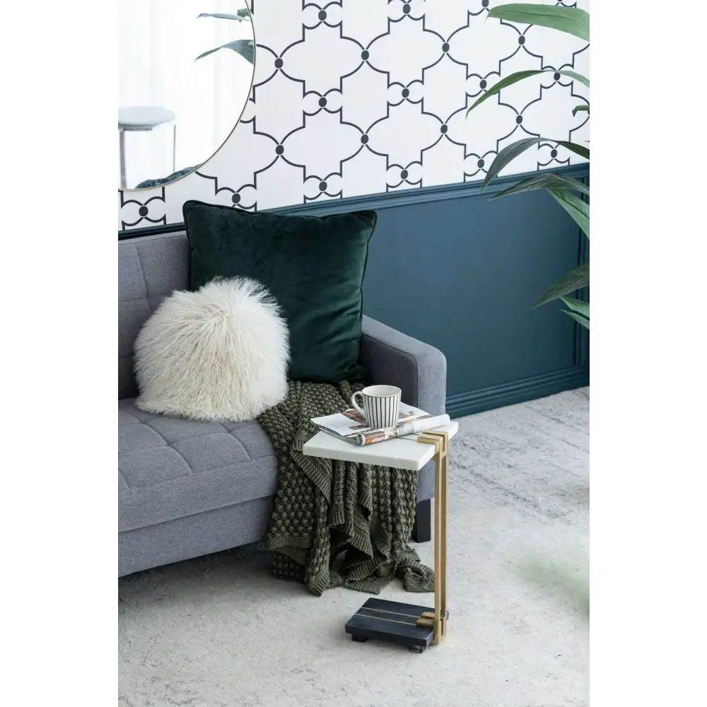 MLNshops Artistic Accent Table White Gold Design