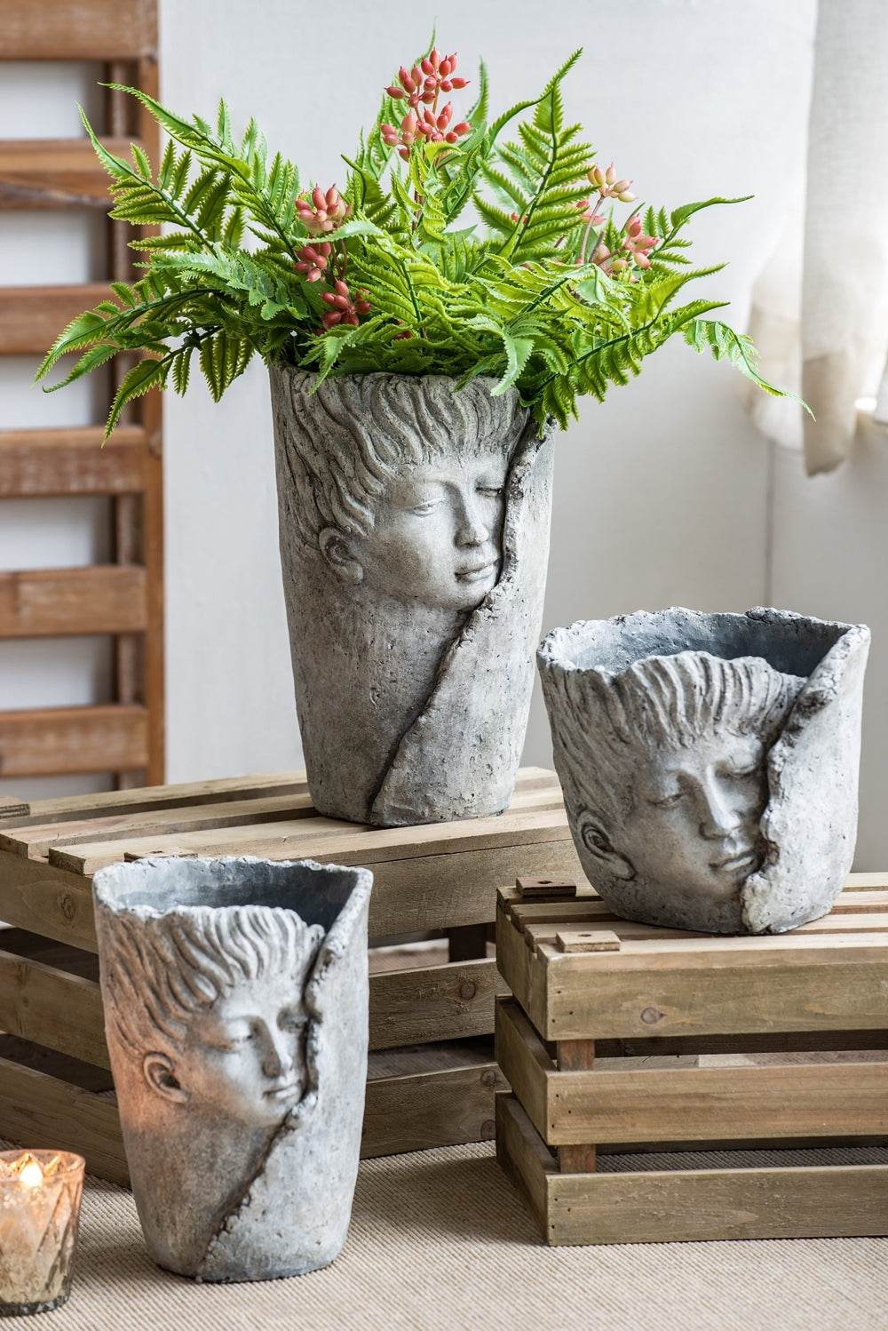 MLNshops Artistic Cement Planter for Succulents - Accent Decor