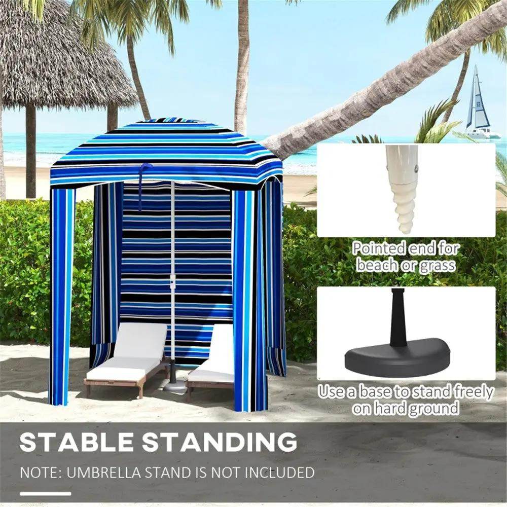 mlnshops Beach Umbrella with UV Protection - Striped Canopy