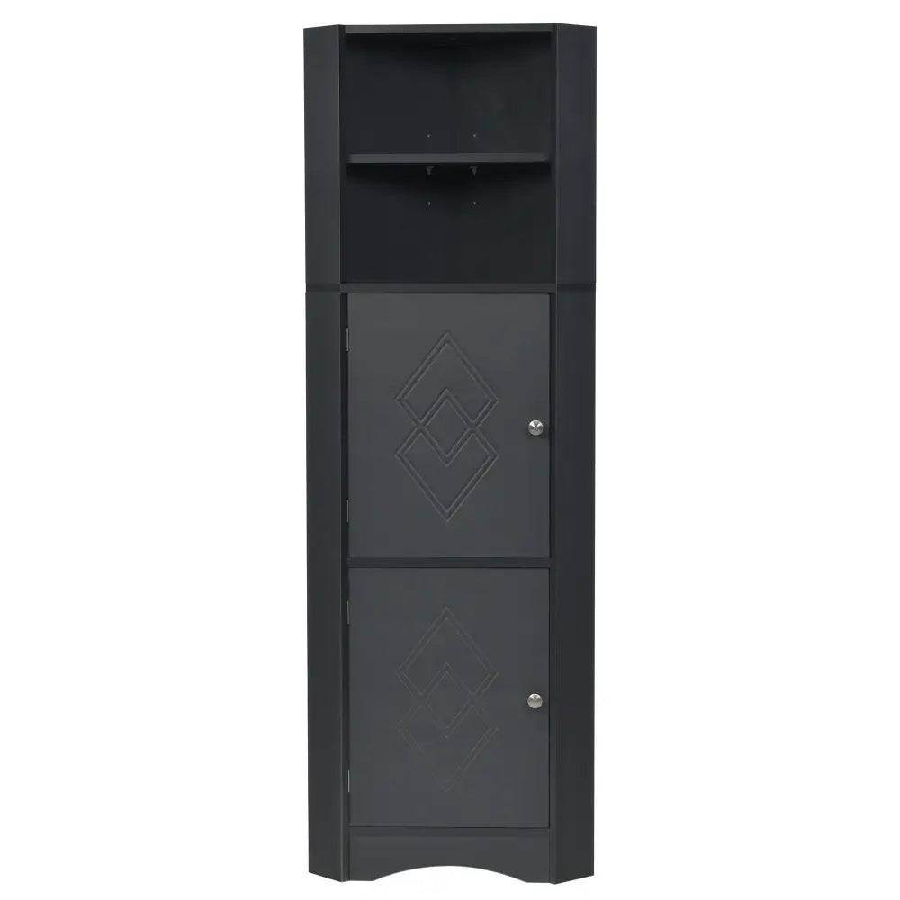 mlnshops Black MDF Bathroom Cabinet - Corner Storage Solution