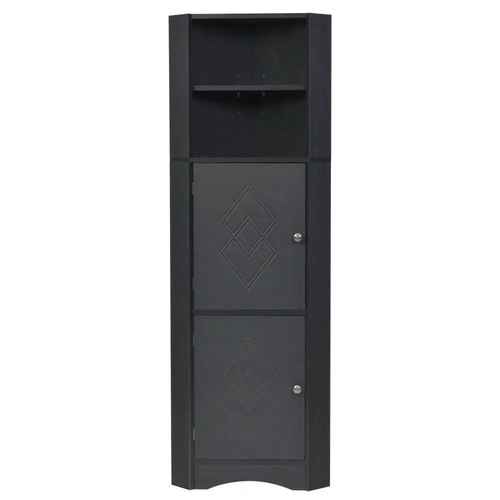 mlnshops Black MDF Bathroom Cabinet - Corner Storage Solution