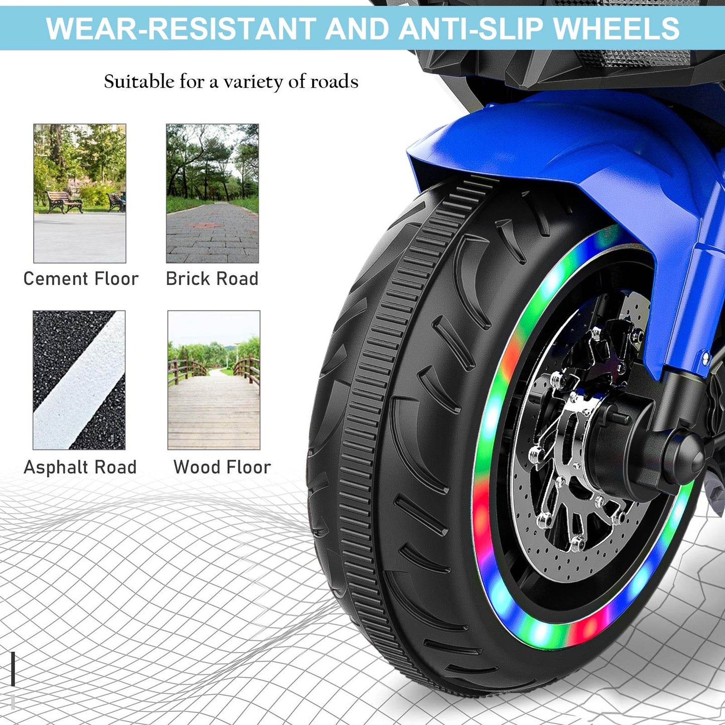 mlnshops 12V Electric Motorcycle for Kids with LED Wheels