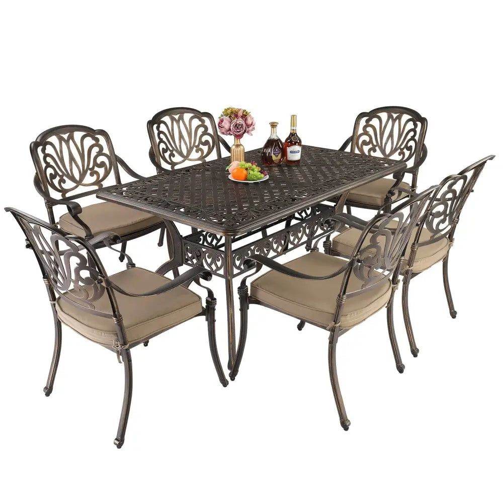 MLNshops Bronze Garden Table Outdoor - Cast Aluminum Design