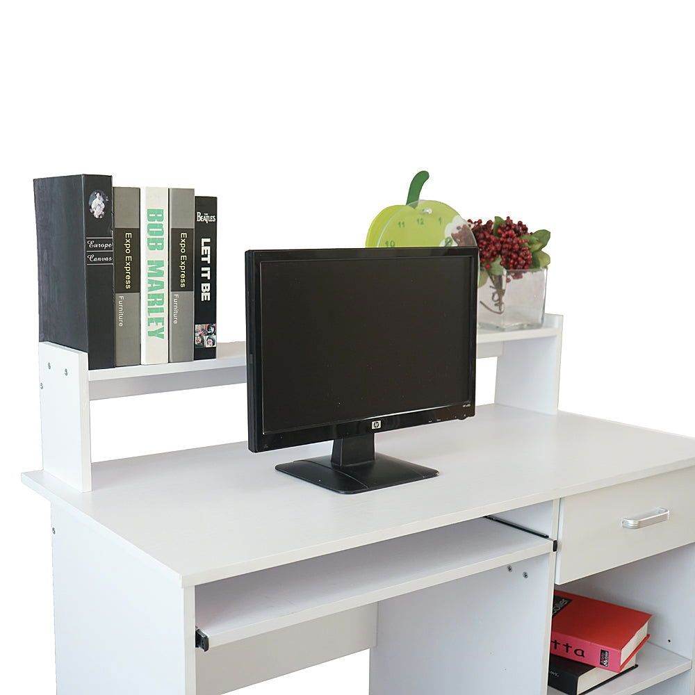 MLNshops Compact Computer Desk with Shelves - White