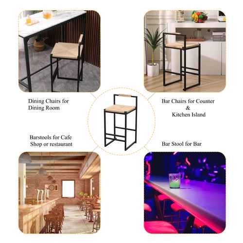 MLNshops Counter Height Bar Stools Set of 2 with Wood Seat