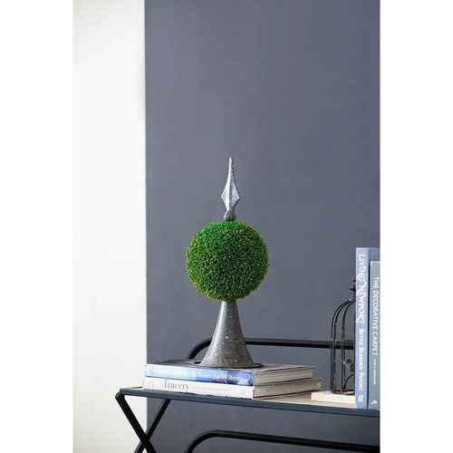 Decorative Boxwood Sphere on Metal Spire Accent