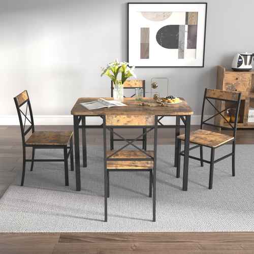MLNshops Rustic Dining Set for 4 with Sturdy Chairs