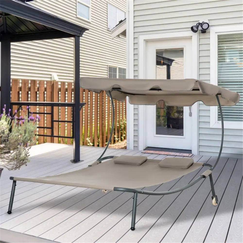MLNshops Double Folding Lounge Chairs with Canopy - MLNshops