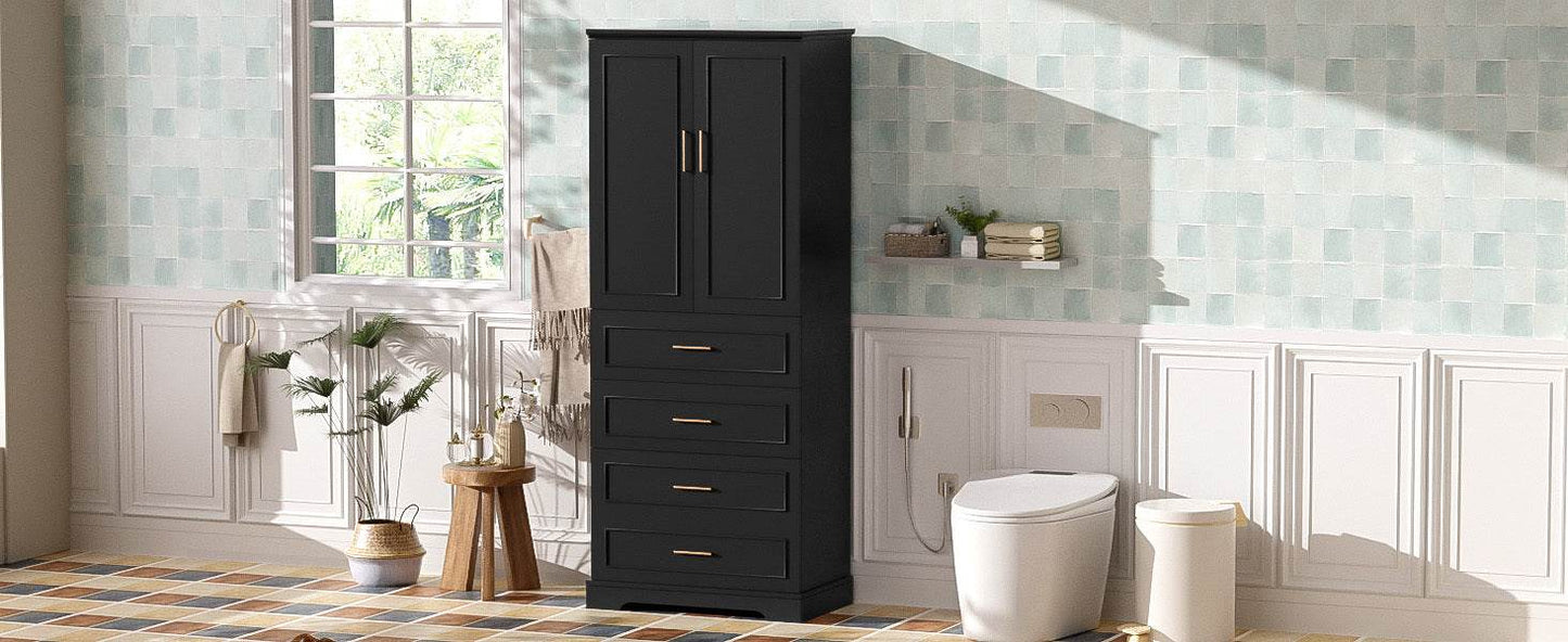 MLNshops 72 inch bathroom cabinet MDF steel Black 4-Drawer