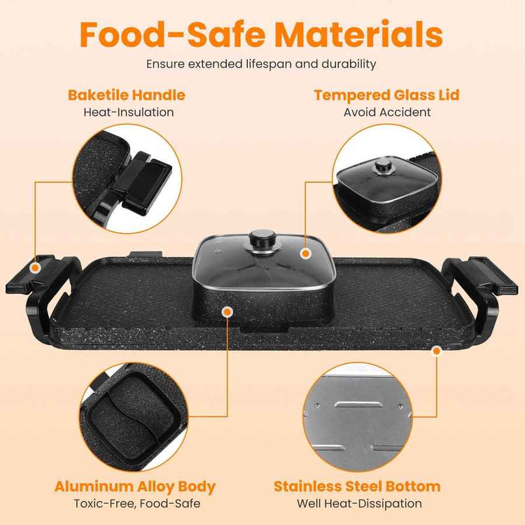 mlnshops Electric Hot Pot BBQ Grill with Smokeless 2800W