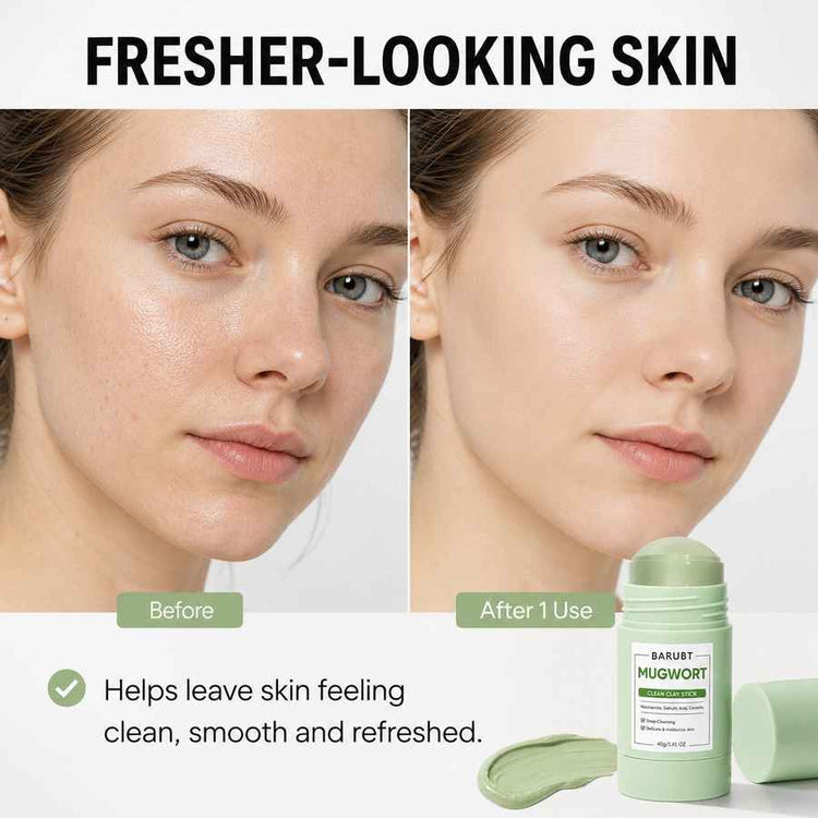 Before-and-after skincare comparison showing a woman&