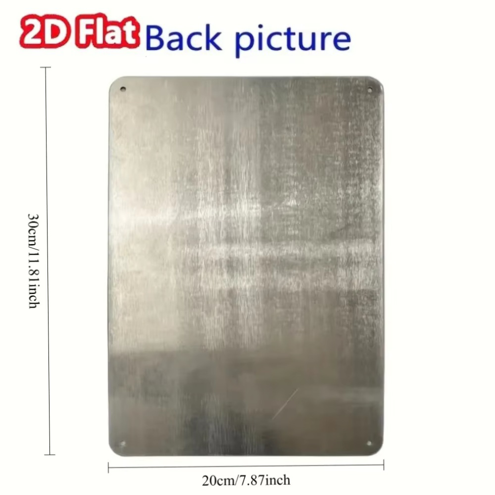 Back view of aluminum wall art decor showing flat 2D metal surface with pre-drilled holes. Measures 30cm x 20cm for easy mounting.