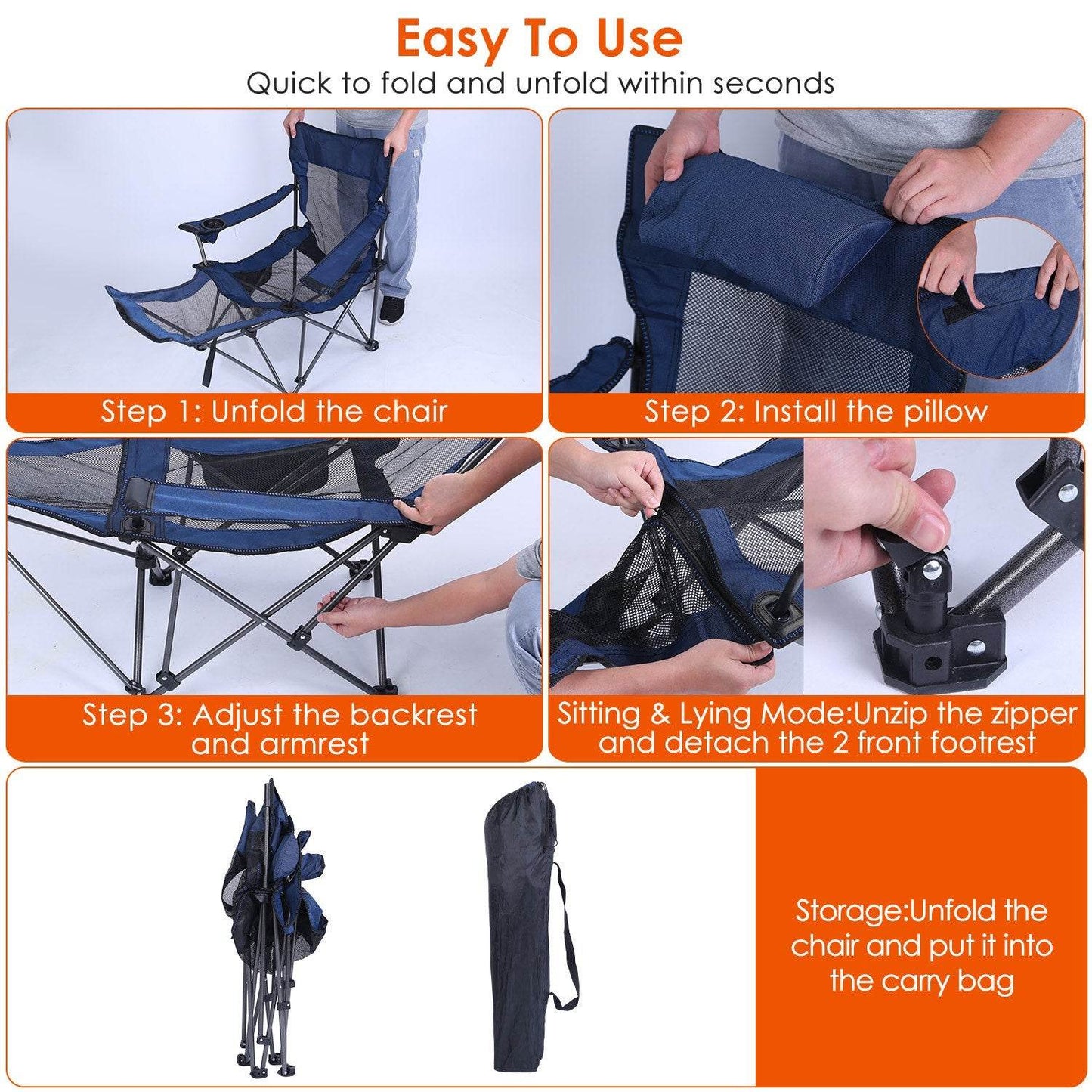 mlnshops Foldable Camping Chair Heavy Duty with Cup Holder