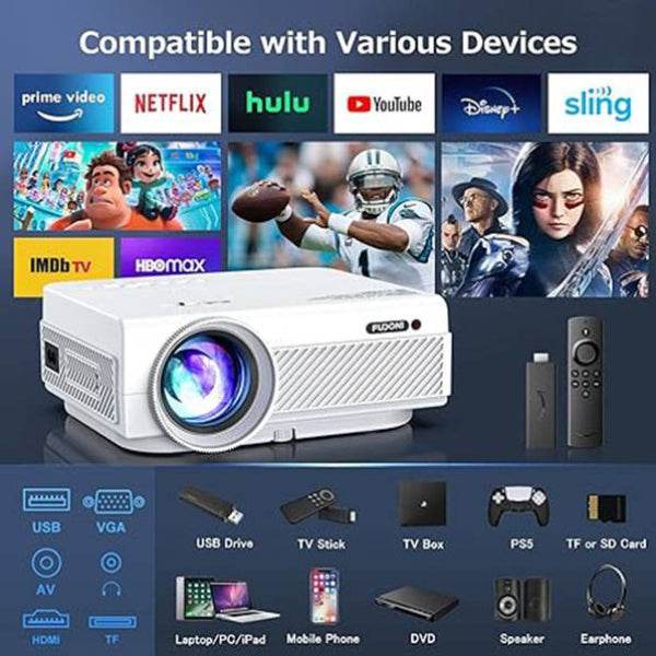 MLNshops 1080P WiFi Bluetooth Projector for Home Use