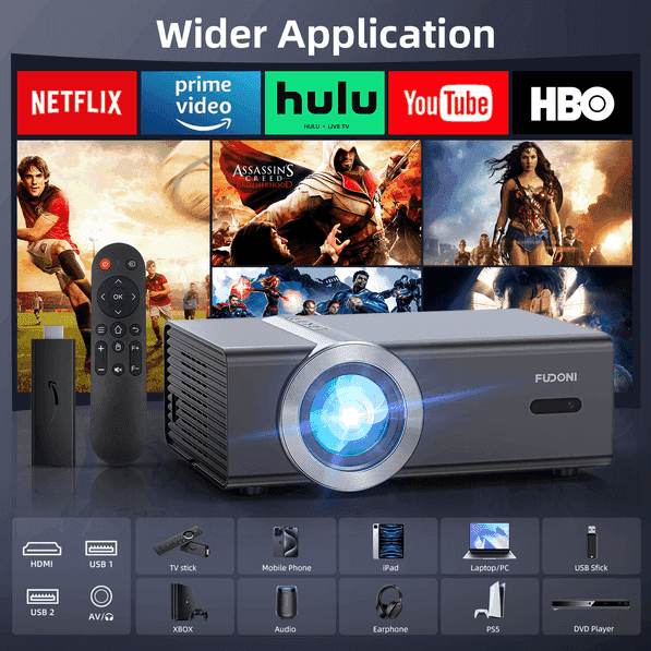mlnshops WiFi Bluetooth Projector 4K Support Home Theater