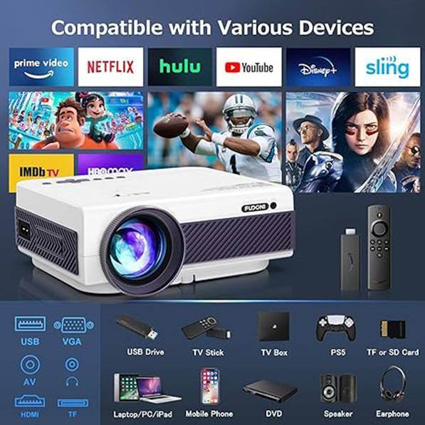 MLNshops Wireless Movie Projector for Home Entertainment