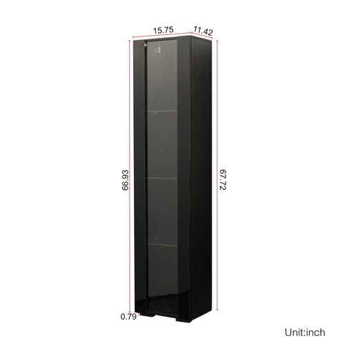 MLNshops modern side cabinet with LED lighting, Tall Glass