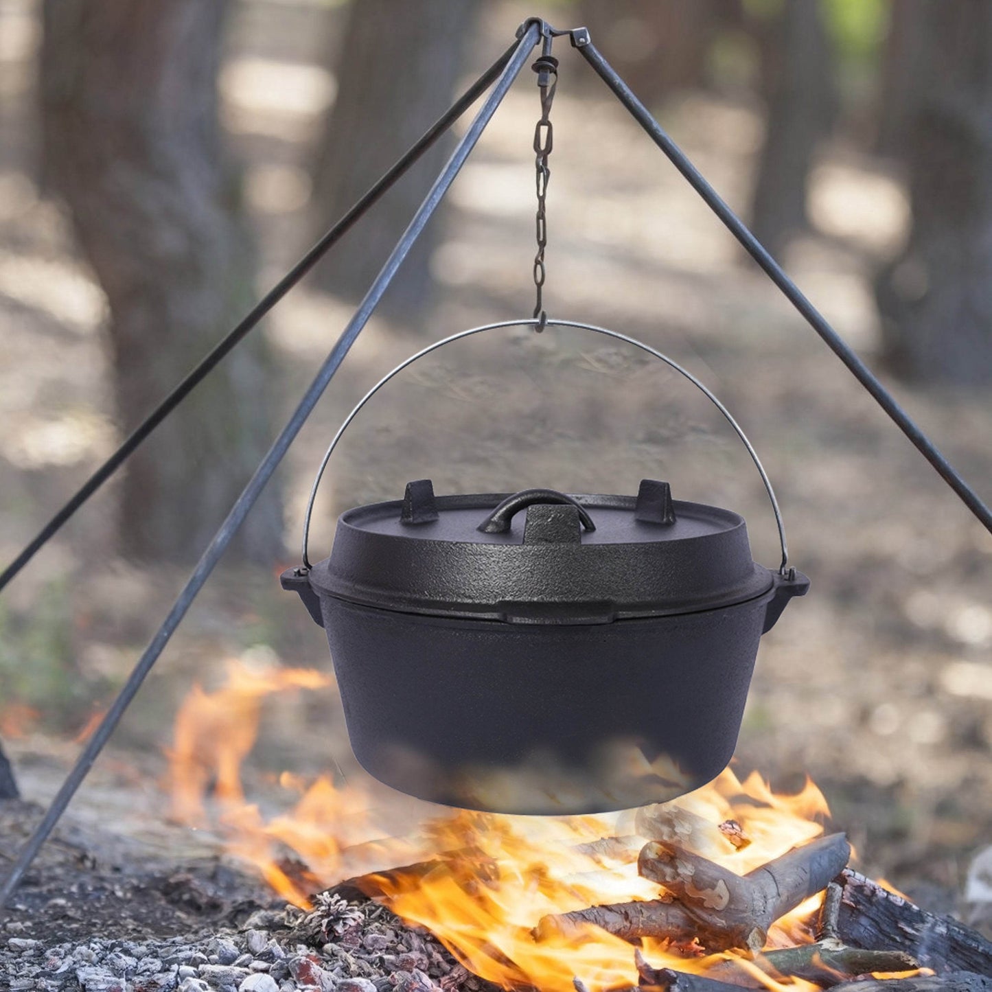 MLNshops Heavy Duty Dutch Oven for Campfire Cast Iron