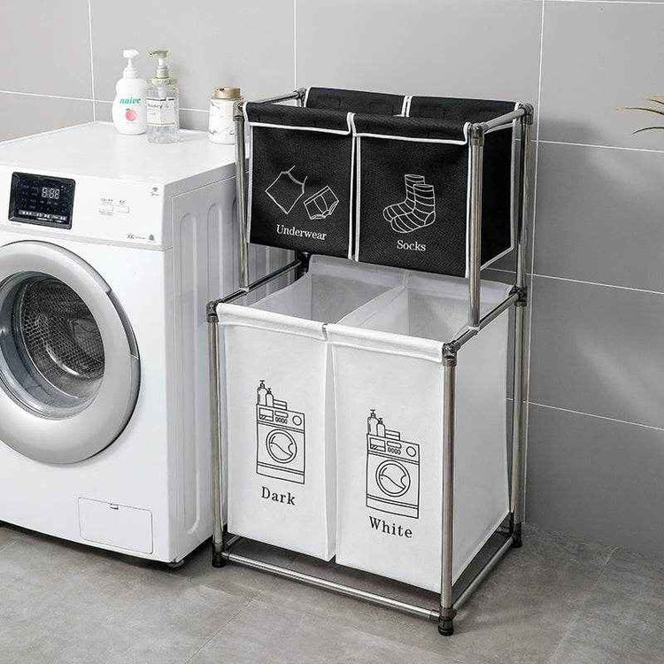 MLNshops Laundry Basket with Removable Bags - 4 Compartments